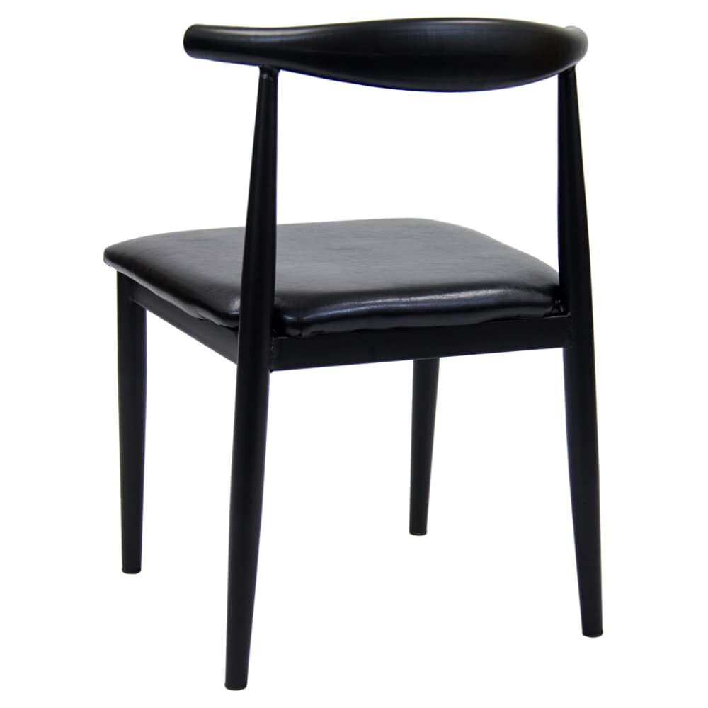 Black Finish Curved Back Metal Chair with Black Vinyl Seat