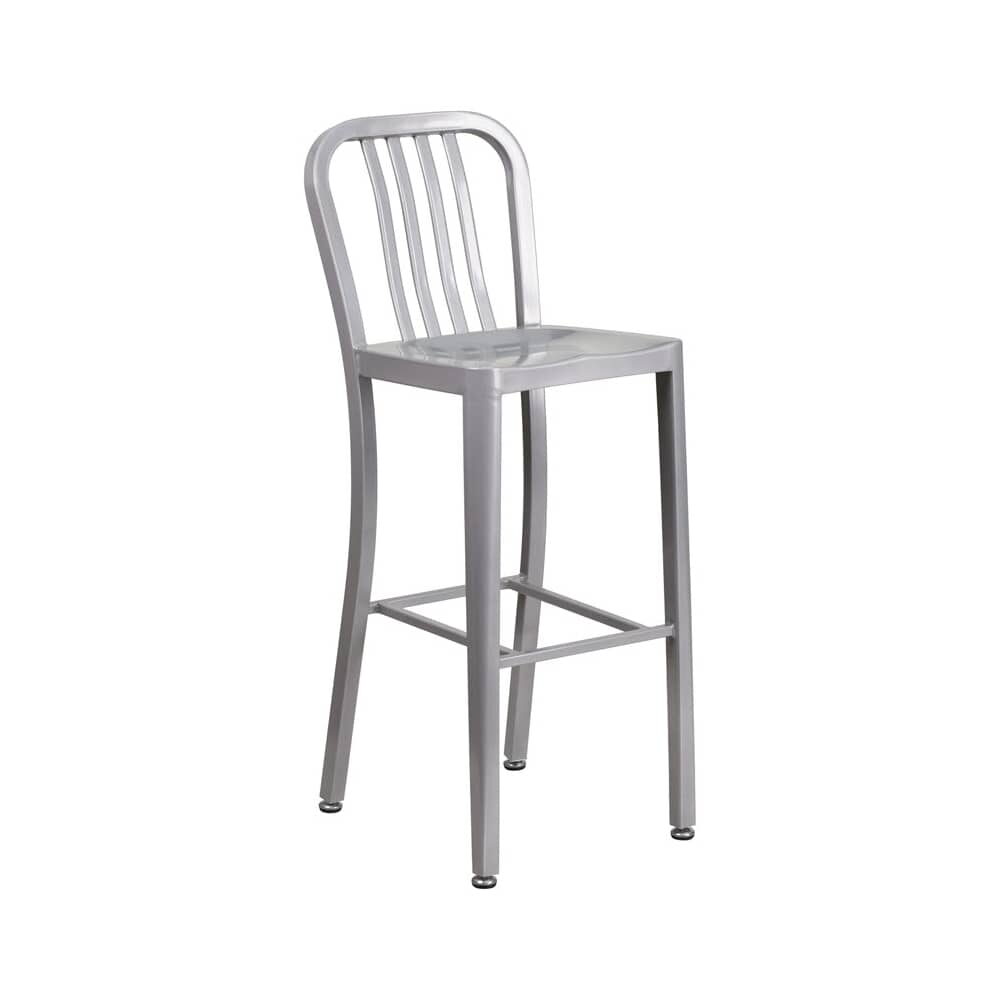 Silver Finish Metal Bar Stool