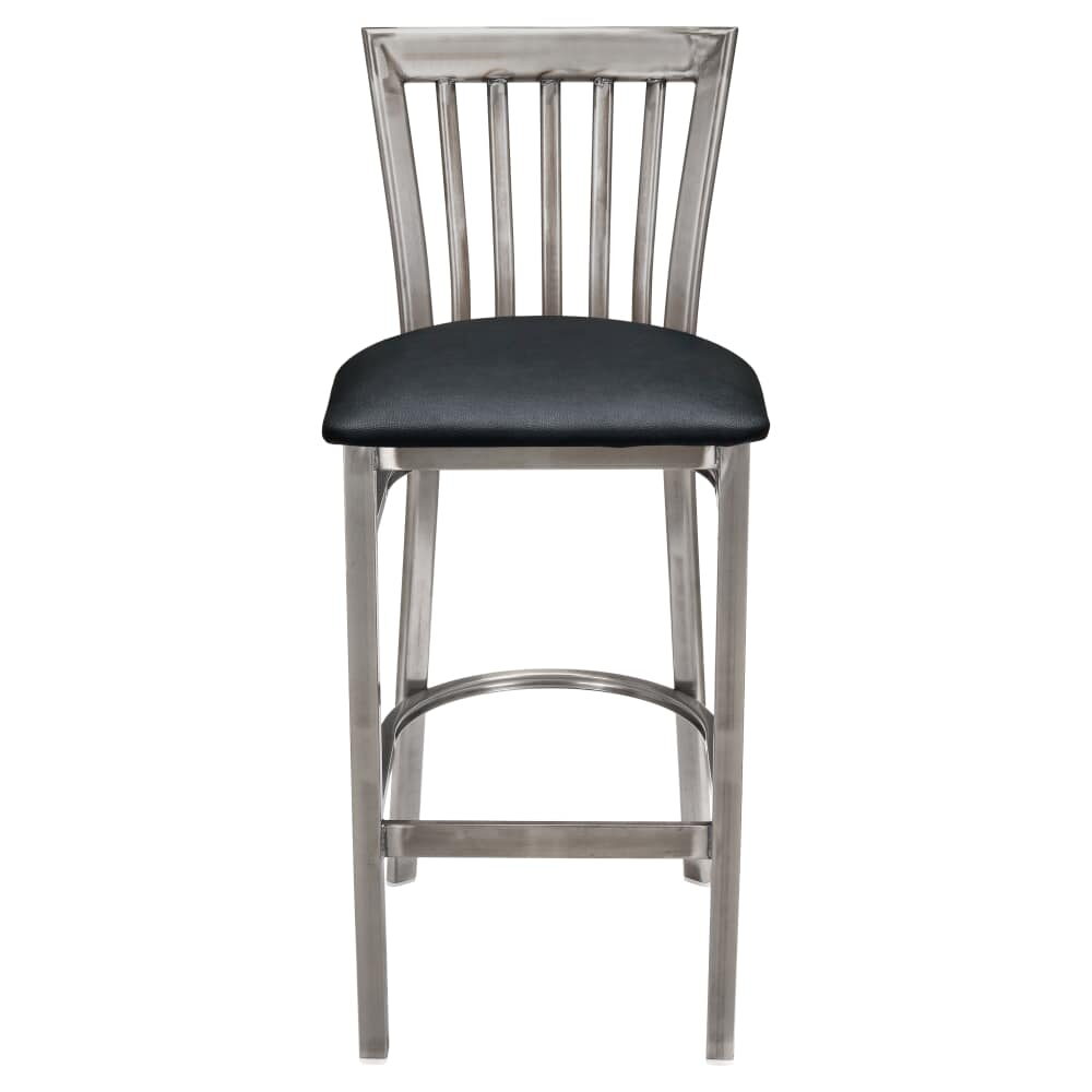 Elongated Back Clear Coat Metal Bar Stool