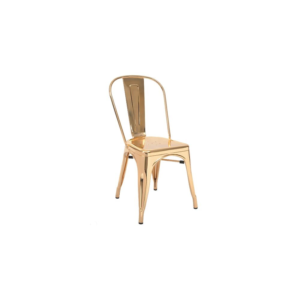 Gold Finish Bistro-Style Metal Chair