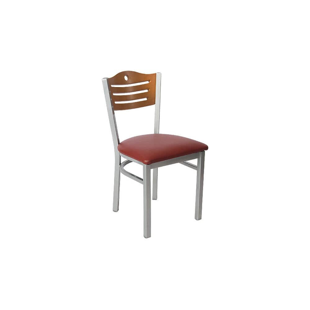 Slats and Circle Interchangeable Back Silver Metal Chair