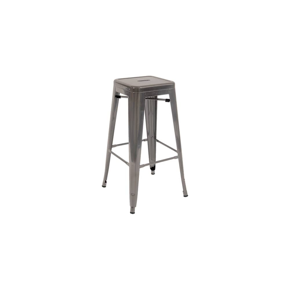 Clear Finish Bar Stool, Backless Bistro-Style Metal