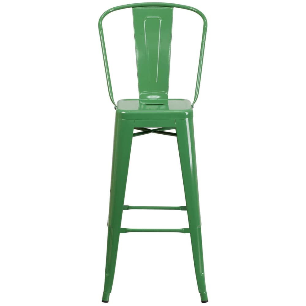 Green Metal Bistro-Style Bar Stool