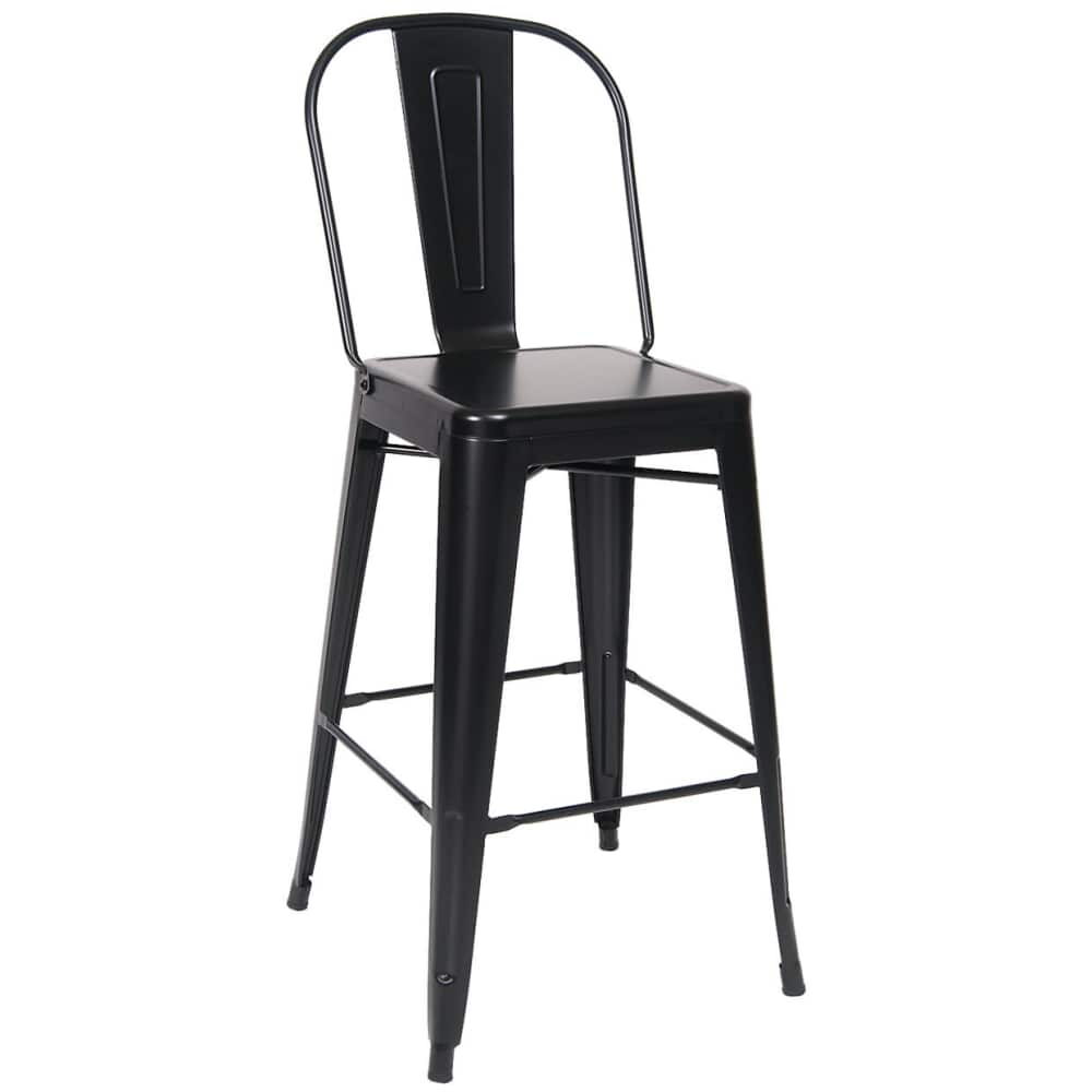 Black Finish Bistro-Style Metal Bar Stool