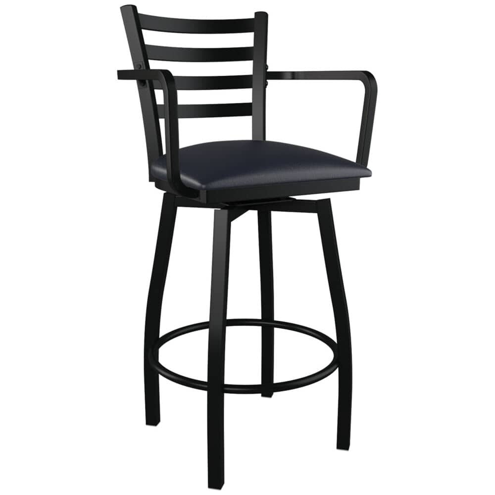 Ladder-Back Swivel Metal Bar Stool with Arms